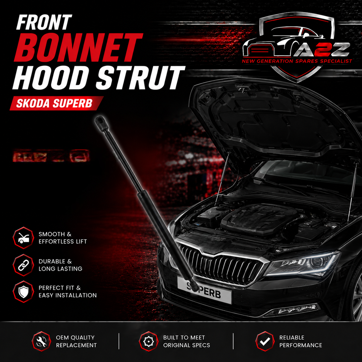 Front Bonnet Hood Strut 3V0823359A Compatible With SKODA SUPERB III (3V3)