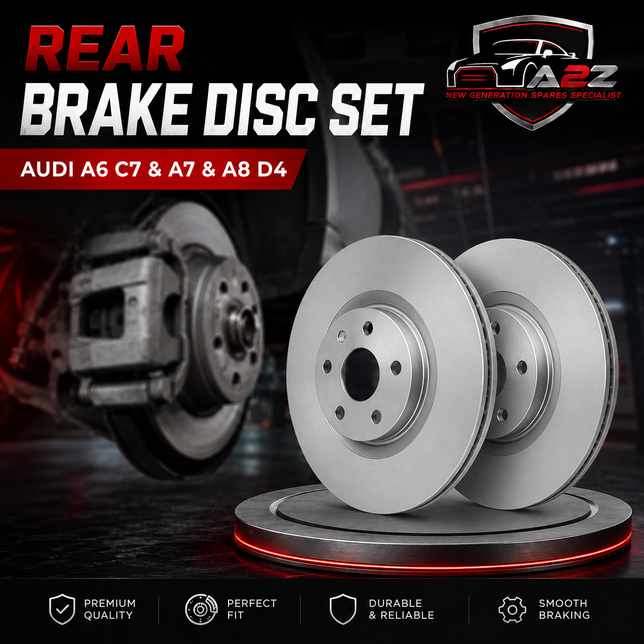 Rear Brake Disc Set 4H0615601L 4H0615601P 4H0615601F Compatible With AUDI A6 C7 & A7 & A8 D4