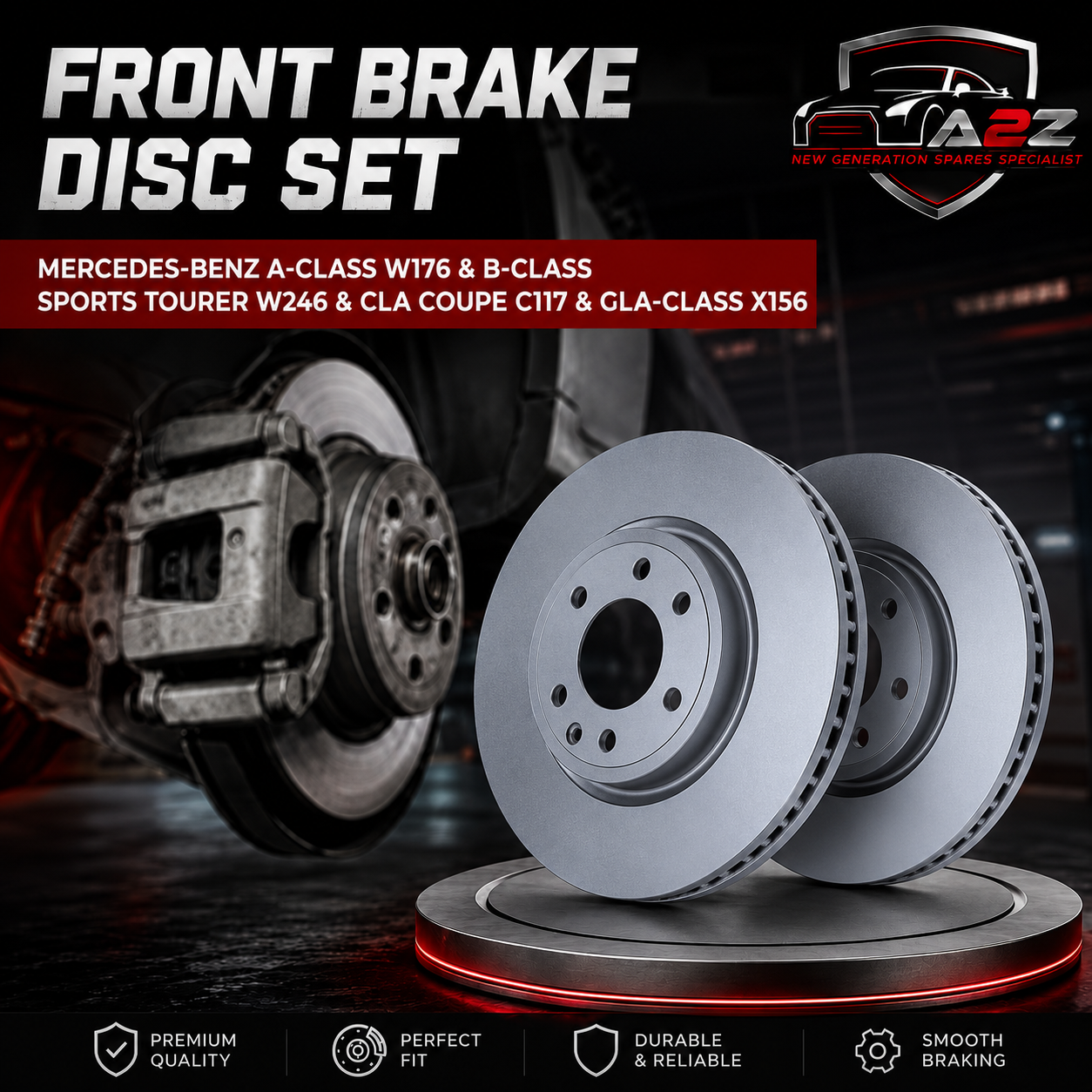 Front Brake Disc Set 2464212612 A2464212612 A246421261207 Compatible With MERCEDES-BENZ A-CLASS W176 & B-CLASS Sports Tourer W246 & CLA Coupe C117 & GLA-CLASS X156