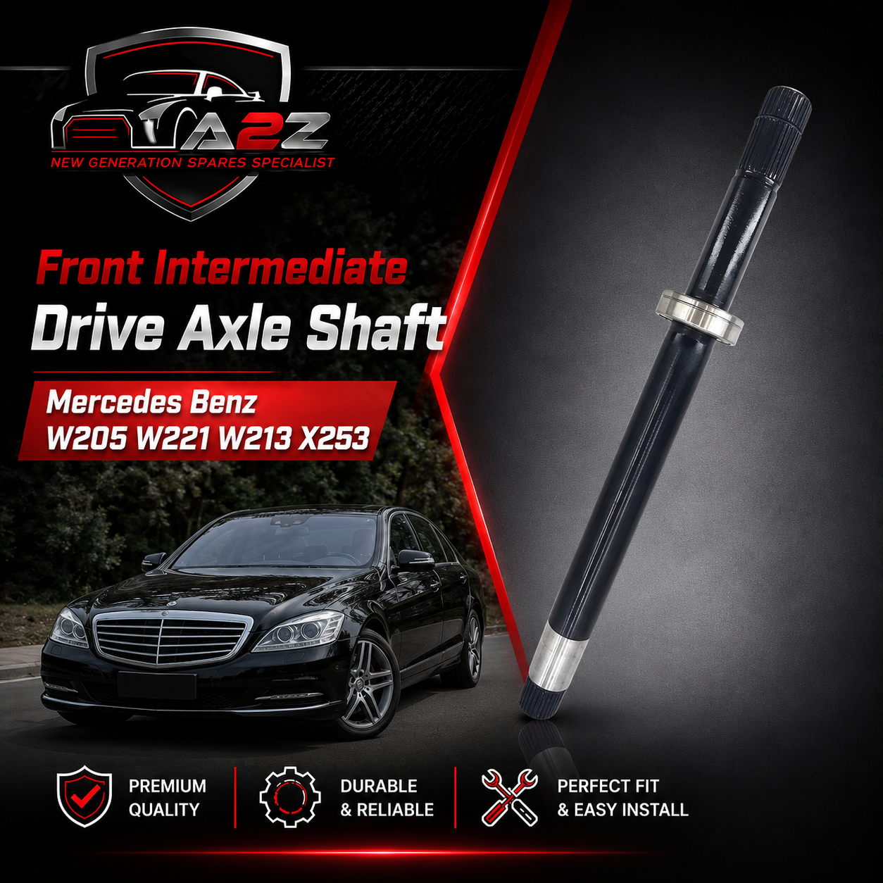 Front Intermediate Drive Axle Shaft 2223306800 Compatible With Mercedes Benz W205 W221 W213 X253