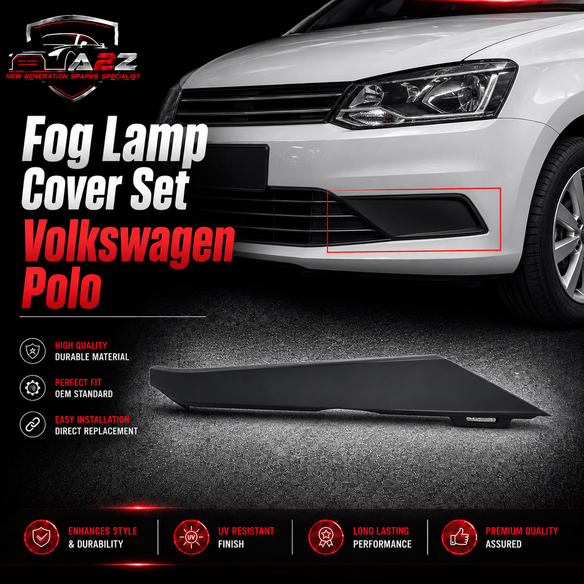 Fog Lamp Cover Set Left 6RG854321 & Right 6RG854322 Compatible With Volkswagen Polo