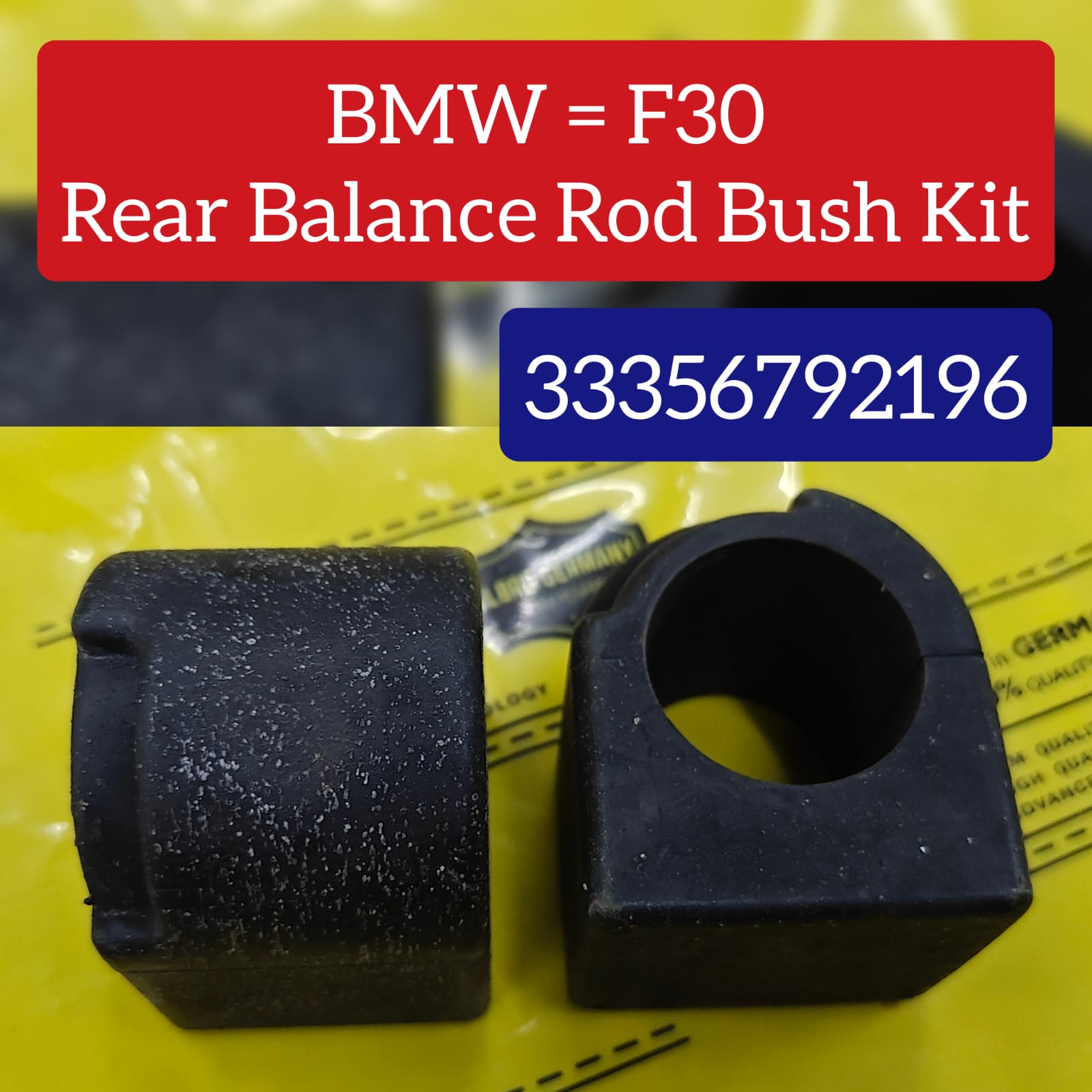 Rear Stabilizer Sway Bar Bushing Kit 33356792196 Compatible With BMW 3 Series (F30, F80) & 3 Series Gran Turismo (F34)