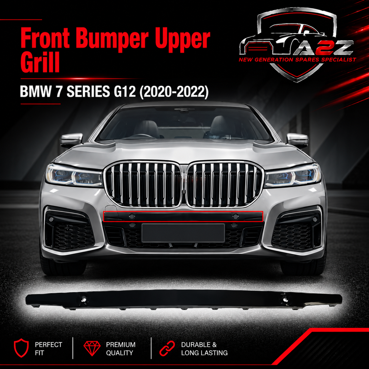 Front Bumper Upper Grill 51118076419 Compatible With BMW 7 SERIES G12 LCI (2020-2022) Tag No.88