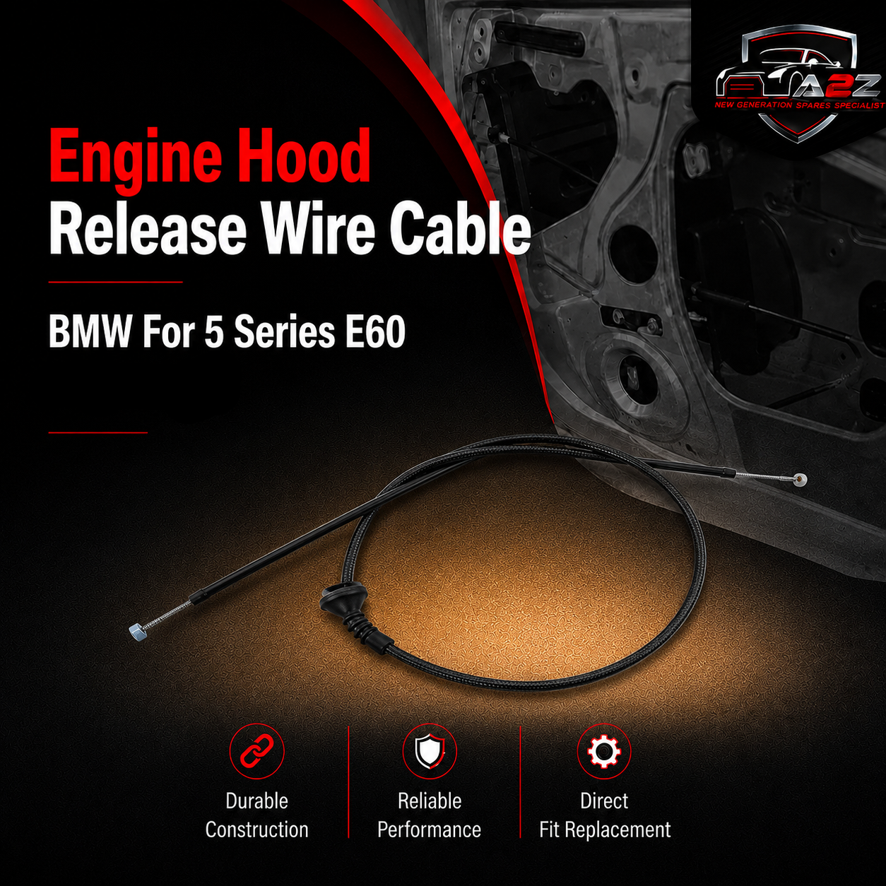 Engine Hood Release Wire Cable 51237184451 51237008760 51237008761 Compatible With BMW  For 5 Series E60