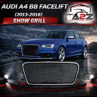 RS4 Black And Chrome Honeycomb Show Gril Audi Compatible With A4 B8 Facelift (2013-16) Tag No.13