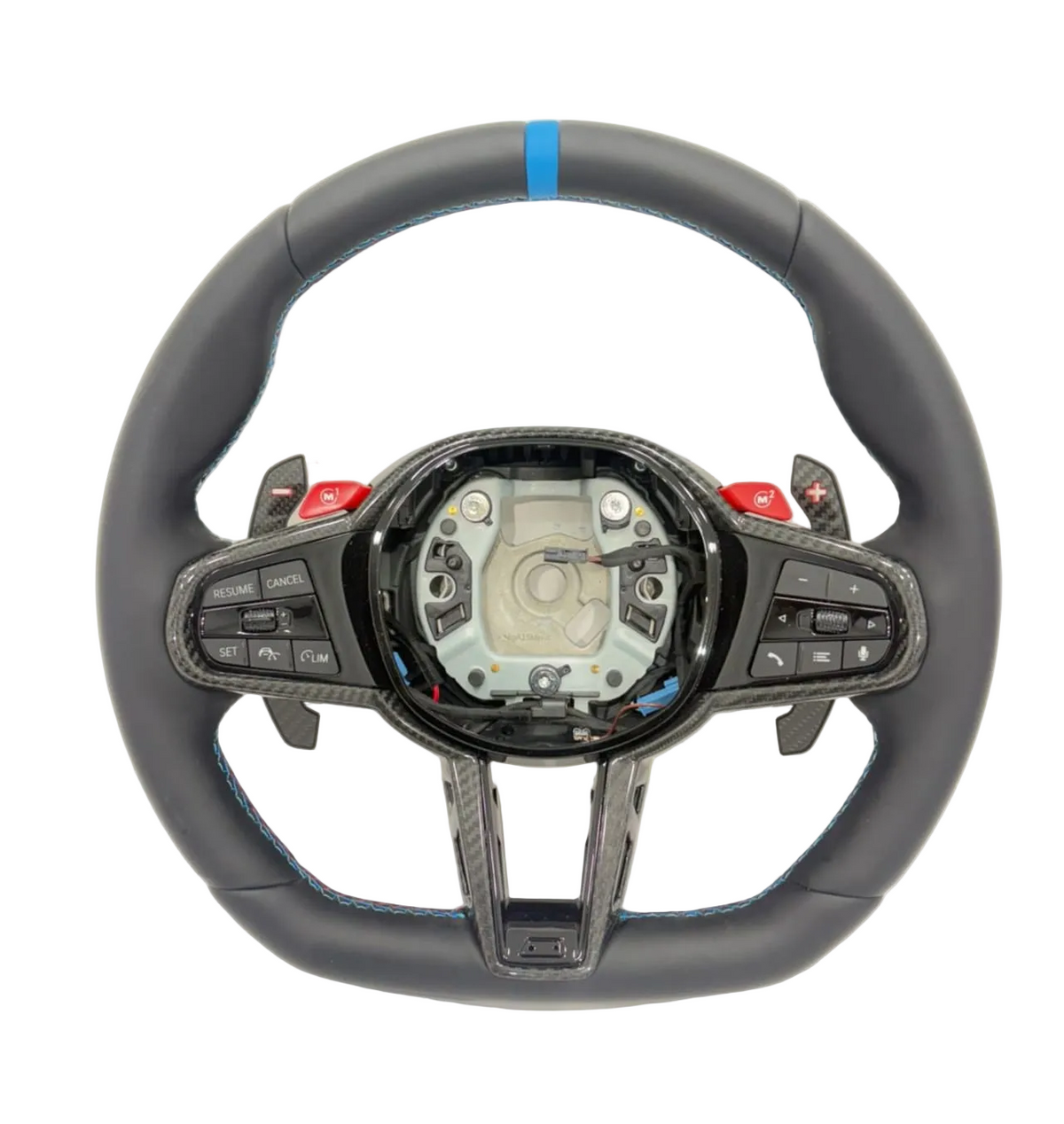 G Series Type Steering Wheel Leather & Carbon Strip Compatible With BMW For X5 X6 F30