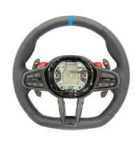 G Series Type Steering Wheel Leather & Carbon Strip Compatible With BMW For X5 X6 F30