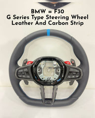 G Series Type Steering Wheel Leather & Carbon Strip Compatible With BMW For X5 X6 F30