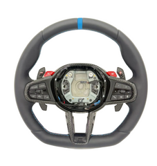 G Series Type Steering Wheel Leather & Carbon Strip Compatible With BMW For X5 X6 F30