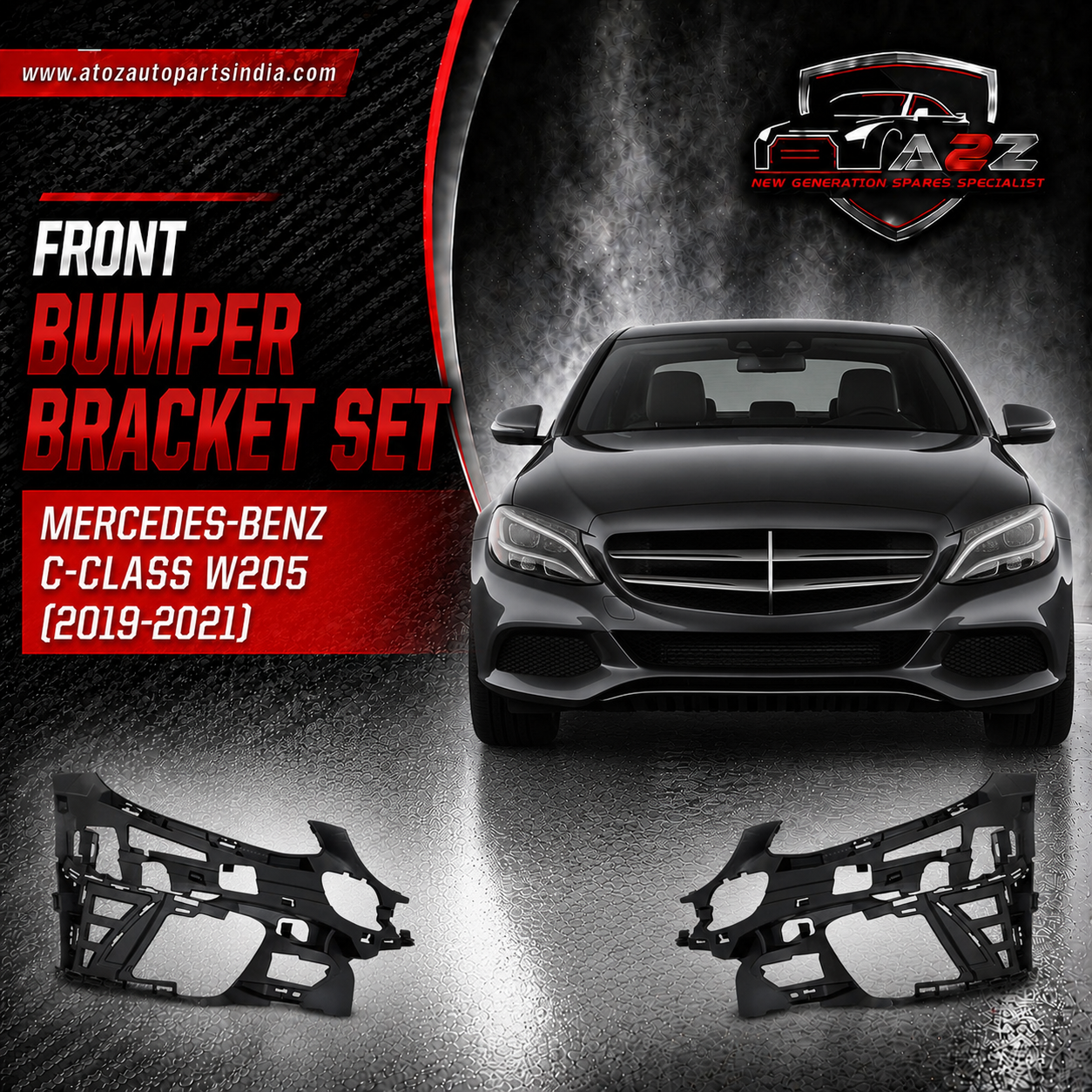 Front Bumper Bracket Left 2058855502 & Right 2058855602 Compatible With Mercedes-Benz C-CLASS W205 (2019-2021) Tag No.789
