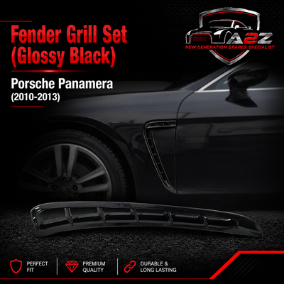 Fender Grill Set (Glossy Black) Right 970504633091 & Left 970504634091 Compatible With Porsche Panamera (2010-2013) Tag No.524