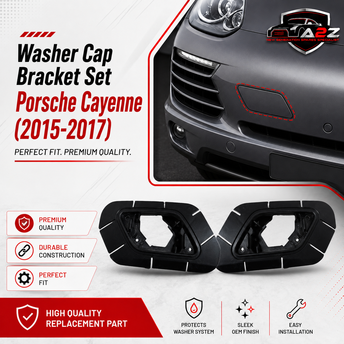 Washer Cap Bracket Set Right 95862818621 & Left 95862818521 Compatible With Porsche Cayenne (2015-2017) Tag No.425