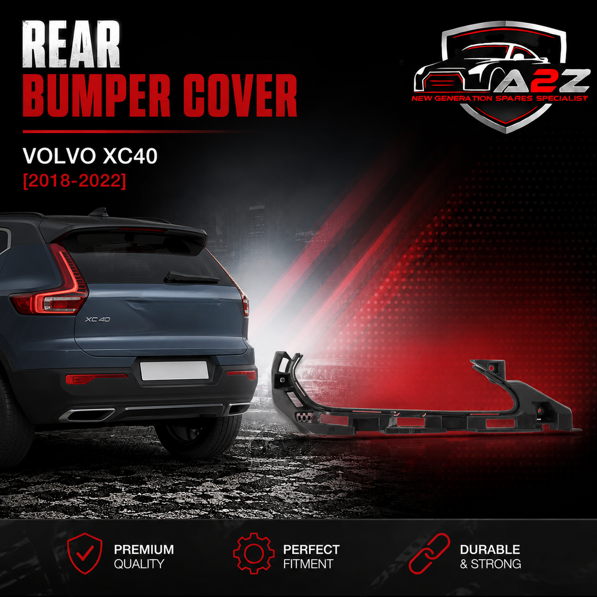 Rear Bumper Cover Left 31407967 Right 31407968 Compatible With VOLVO XC40 [2018-2022]