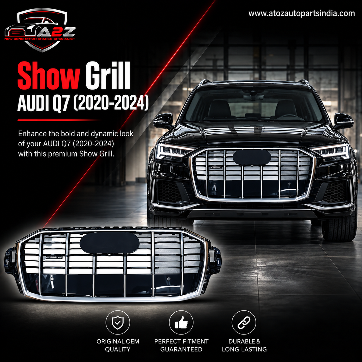 Show Grill 4M0853651AHRN4 Compatible With AUDI Q7 (2020-2024) Tag No.171