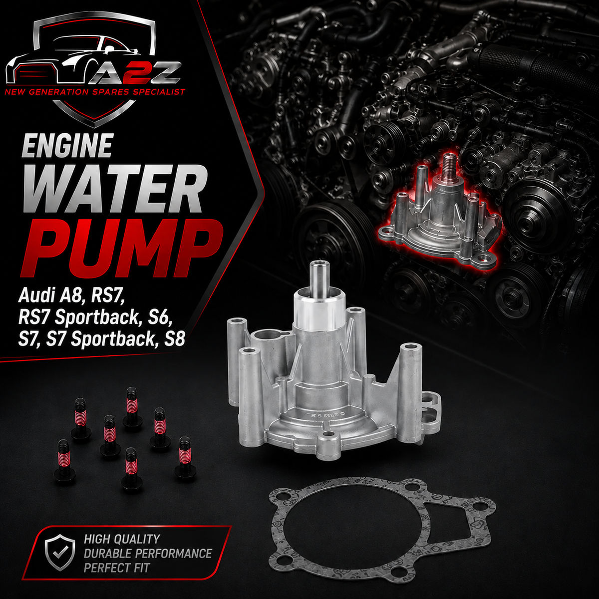 Engine Water Pump 079121014M Compatible With Audi A8, RS7, RS7 Sportback, S6, S7, S7 Sportback, S8
