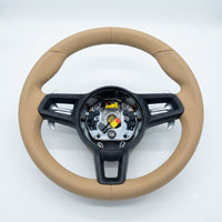 Beige Smooth Leather Steering Wheel Compatible With Porsche All Models