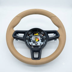 Beige Smooth Leather Steering Wheel Compatible With Porsche All Models