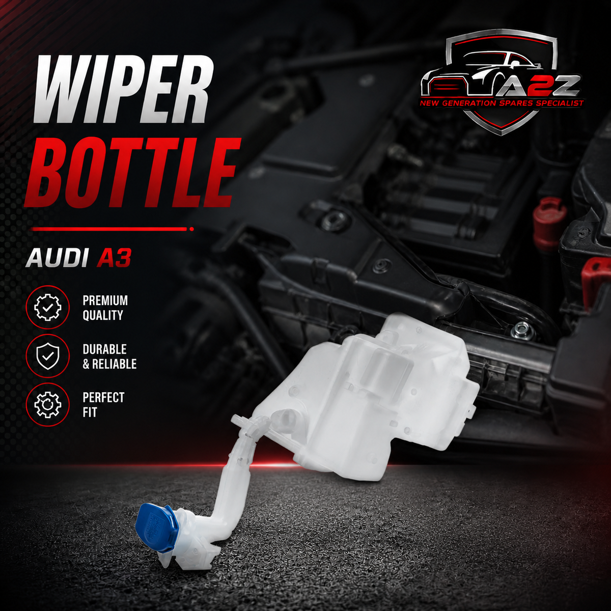 Wiper Bottle 3C8965453D 3C8955453B 35D955453 35D955453B 3C8955453C 5QD955453R 5QD955453 5ND955455A 5Q0955453M Compatible With AUDI A3 Convertible (8V7, 8VE) | A3 / S3  Tag-B-72