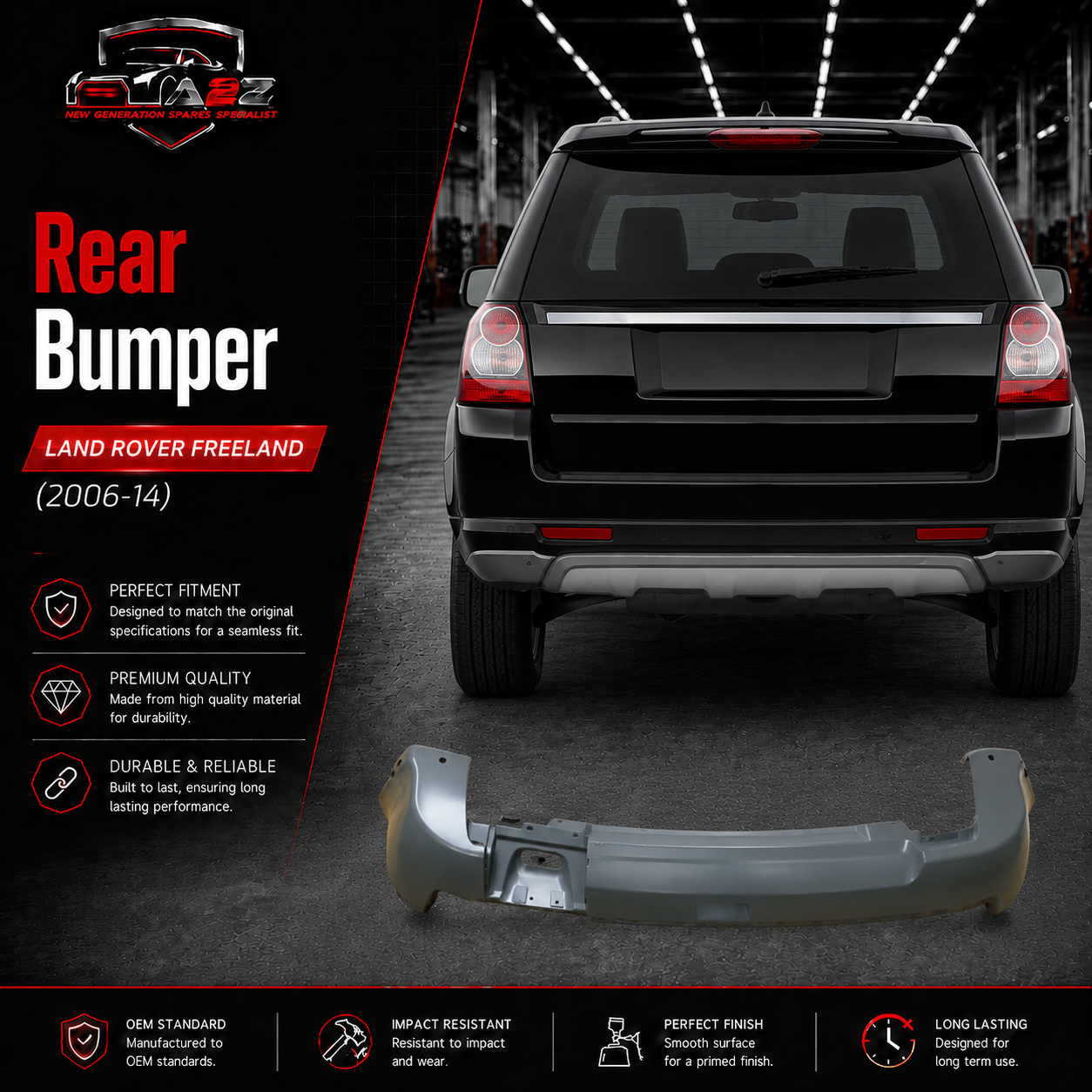 Rear Bumper LR002788 Compatible With LAND ROVER FREELAND