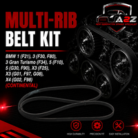 Multi Rib Belt Kit 6PK1660K5 Compatible With BMW 1 (F21), 3 (F30, F80), 3 Gran Turismo (F34), 5 (F10), 5 (G30, F90), X3 (F25), X3 (G01, F97, G08), X4 (G02, F98) (CONTINENTAL)