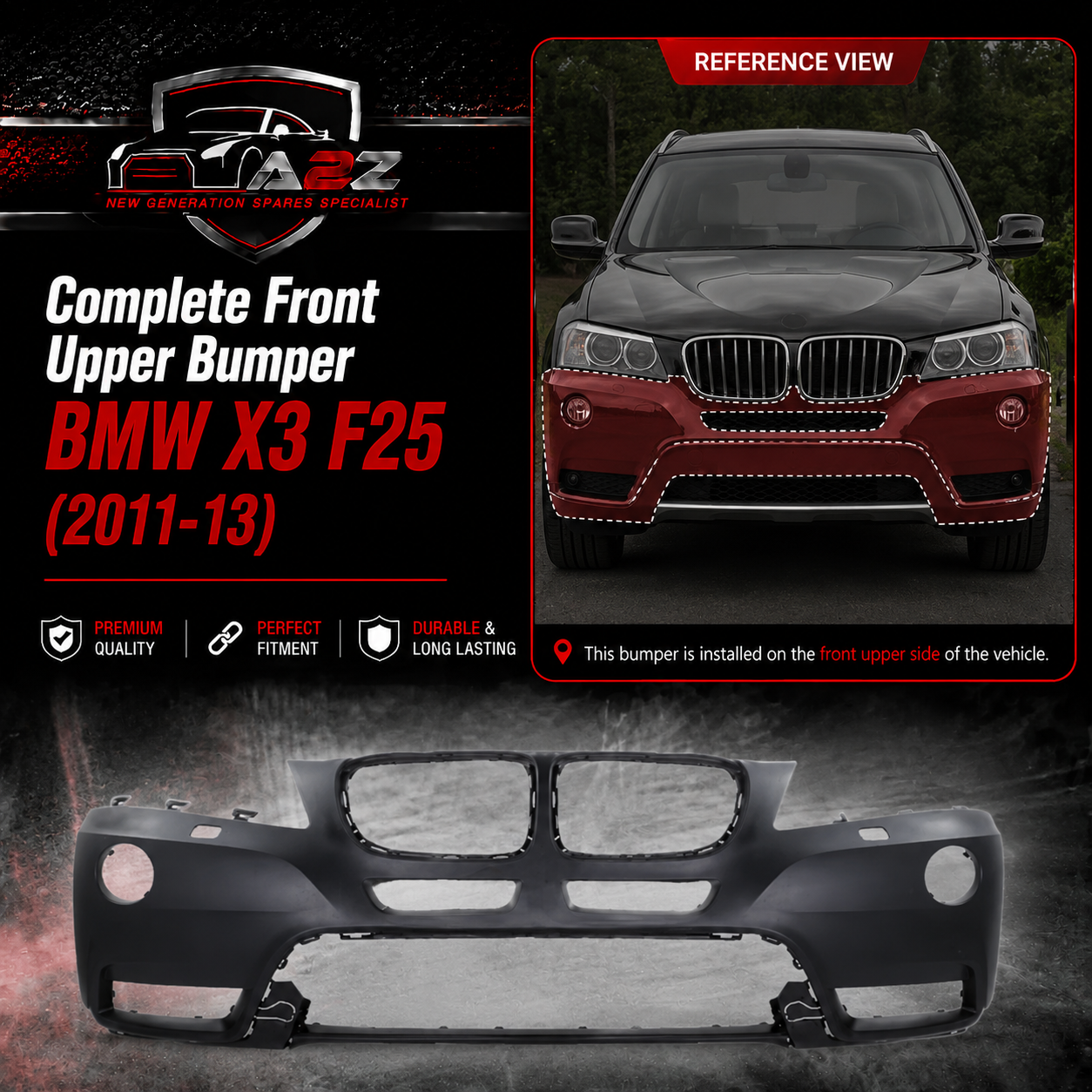 Front Upper Bumper 51117261188 Compatible With BMW X3 F25 (2011-13) Tag No.422
