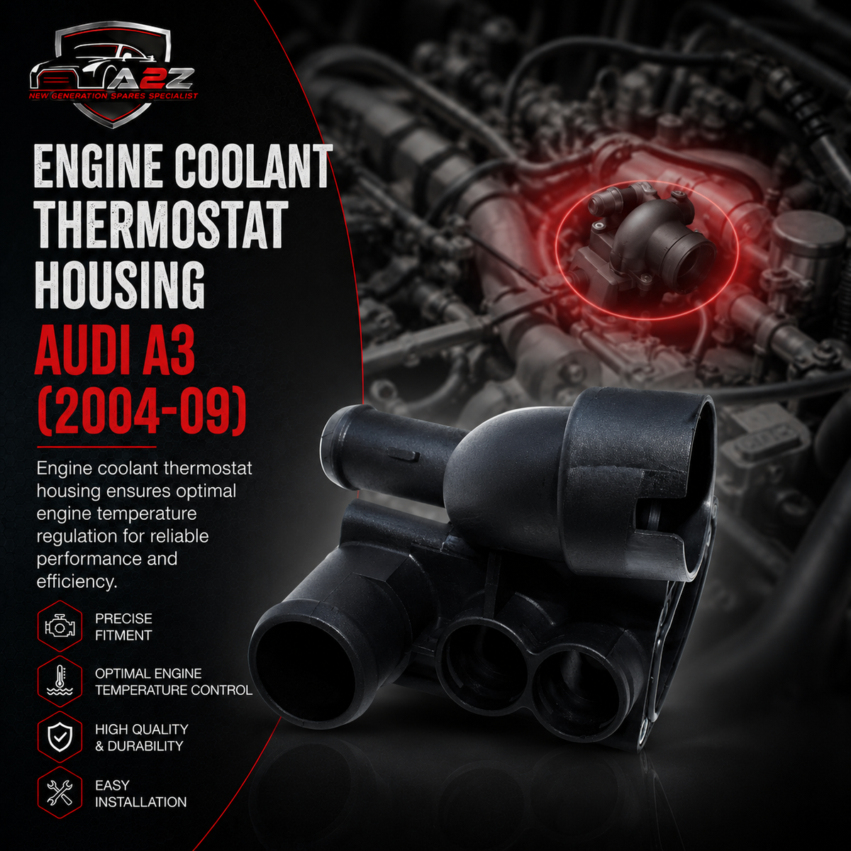 Engine Coolant Thermostat Housing 022121117C Compatible With Audi & Volkswagen Tag No.60