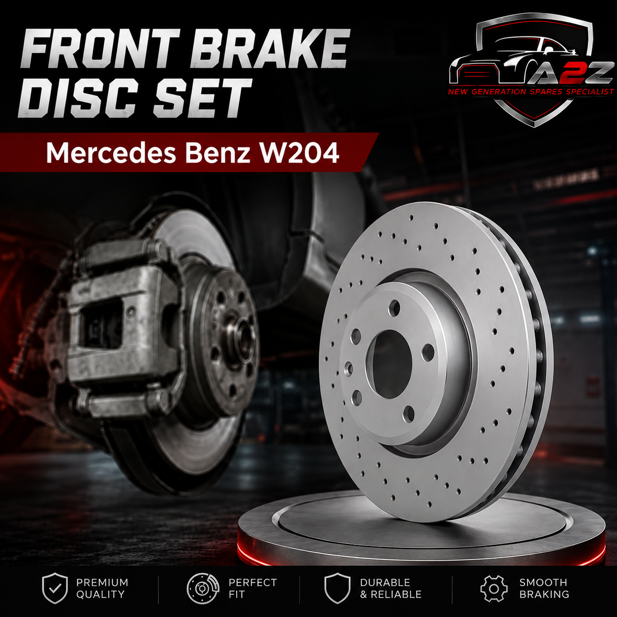 Front Brake Disc Set 2044210912 Compatible With Mercedes Benz W204