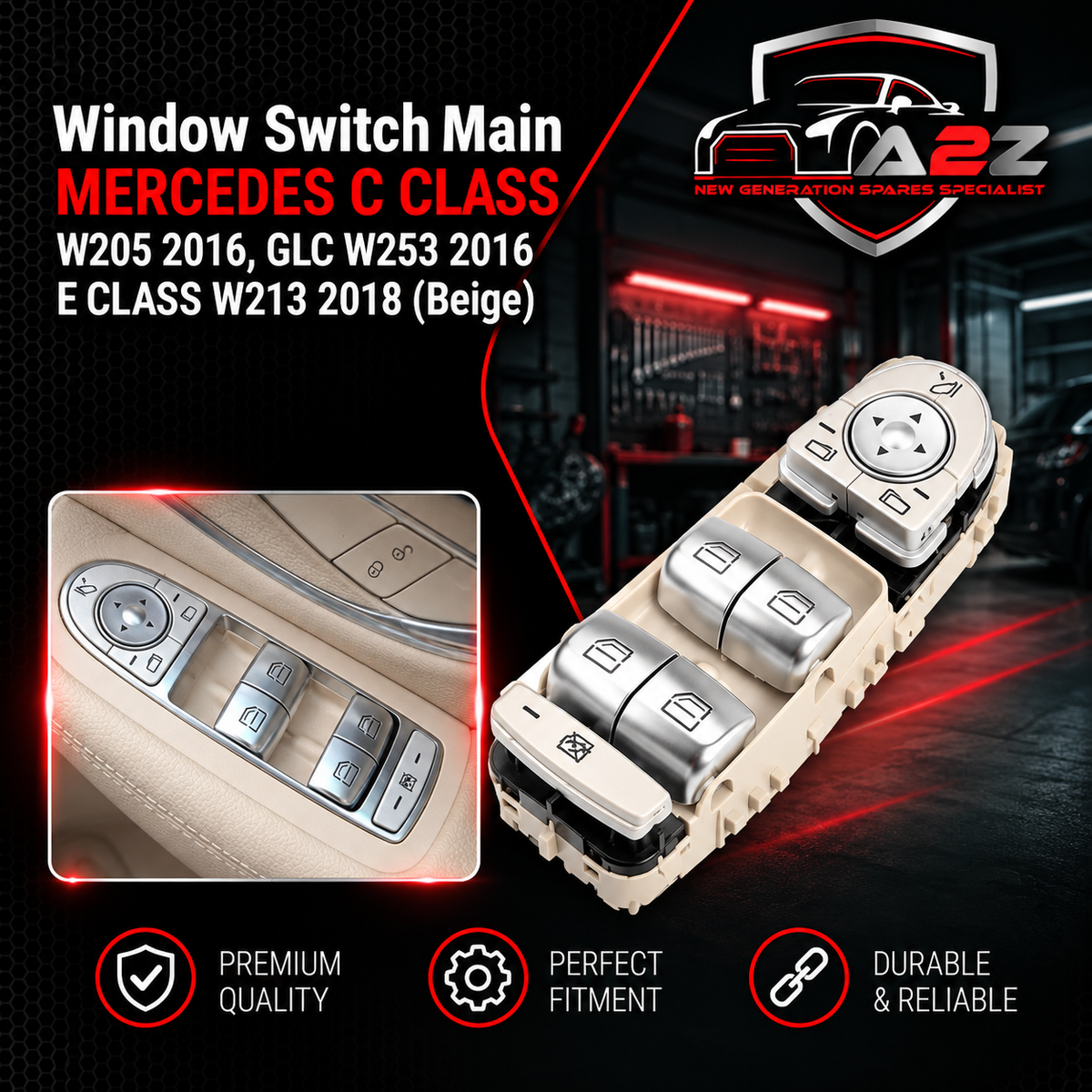 Window Switch Main Compatible With Mercedes C Class Window Switch Main C Class W205 2016 Glc W253 2016 E Class W213 2018 Beige Tag No.43