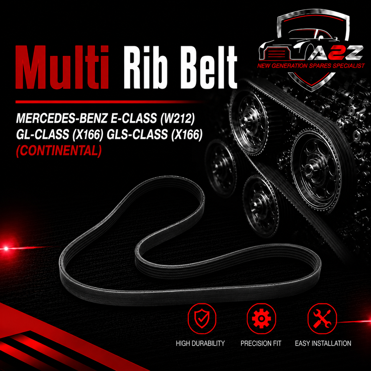 Multi Rib Belt 7PK2045 A003993009 Compatible With MERCEDES-BENZ E-CLASS (W212) GL-CLASS (X166) GLS-CLASS (X166) (CONTINENTAL)