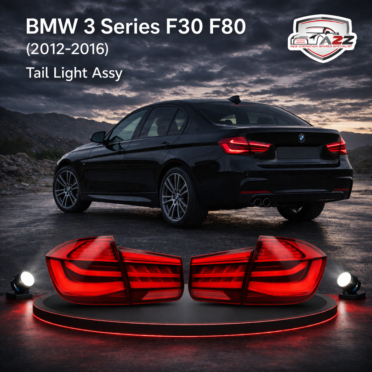 Tail Light Rear Lamp Compatible With BMW 3 Series F30 F80 (2012-2016) Tail Light Rear Lamp Left 63217312845 & Right 63217312846 Tag-TLB-54