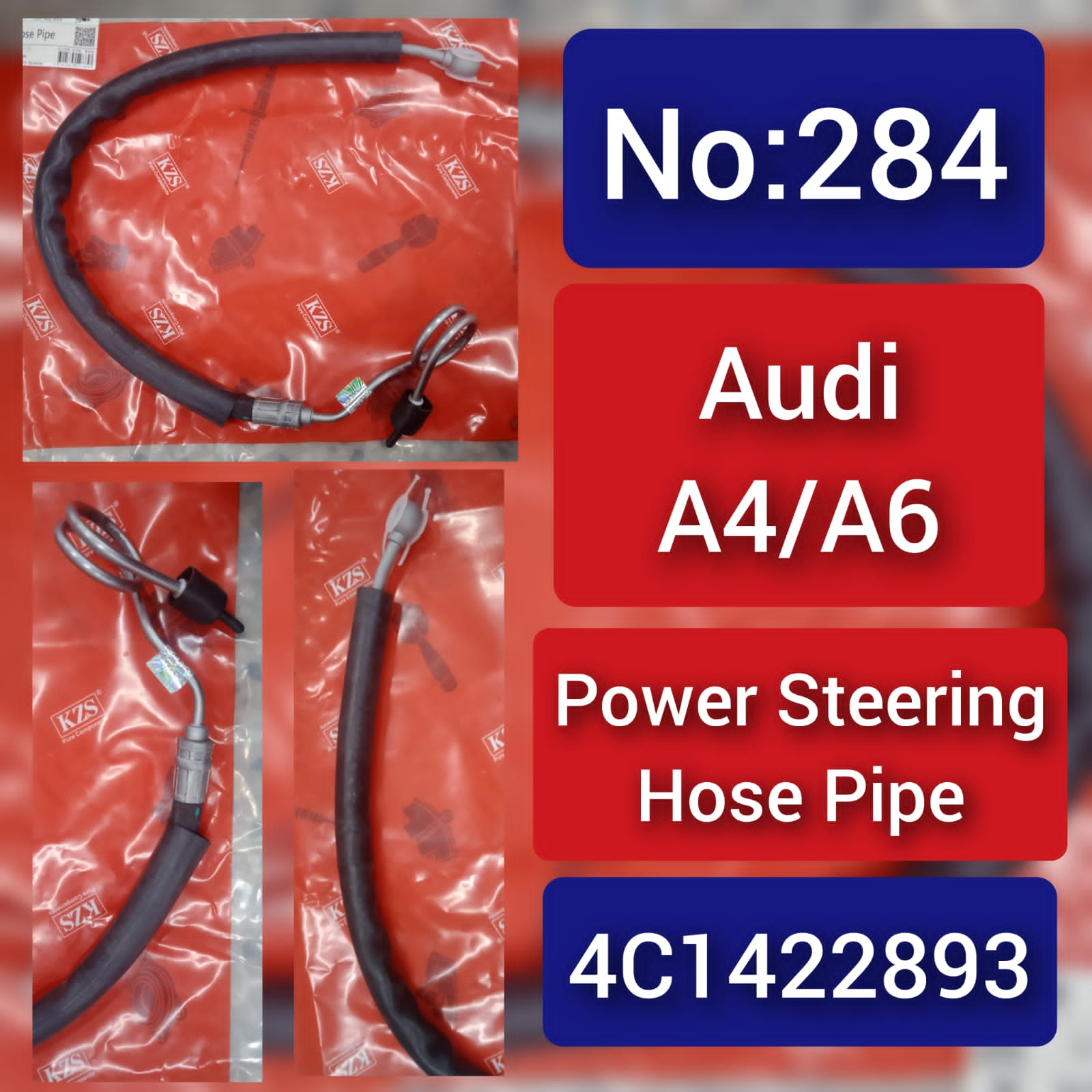 Power Steering Hose Pipe 4C1422893 8D1422893AL Compatible with AUDI A4  A6 Tag-H-284