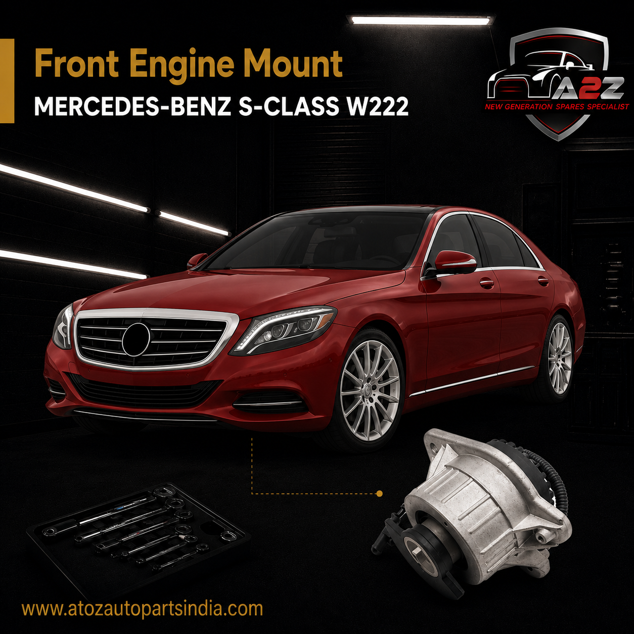 Front Engine Mount Set Compatible With MERCEDES-BENZ S-CLASS W222 Engine Mount Left 2222407117 & Right 2222407217