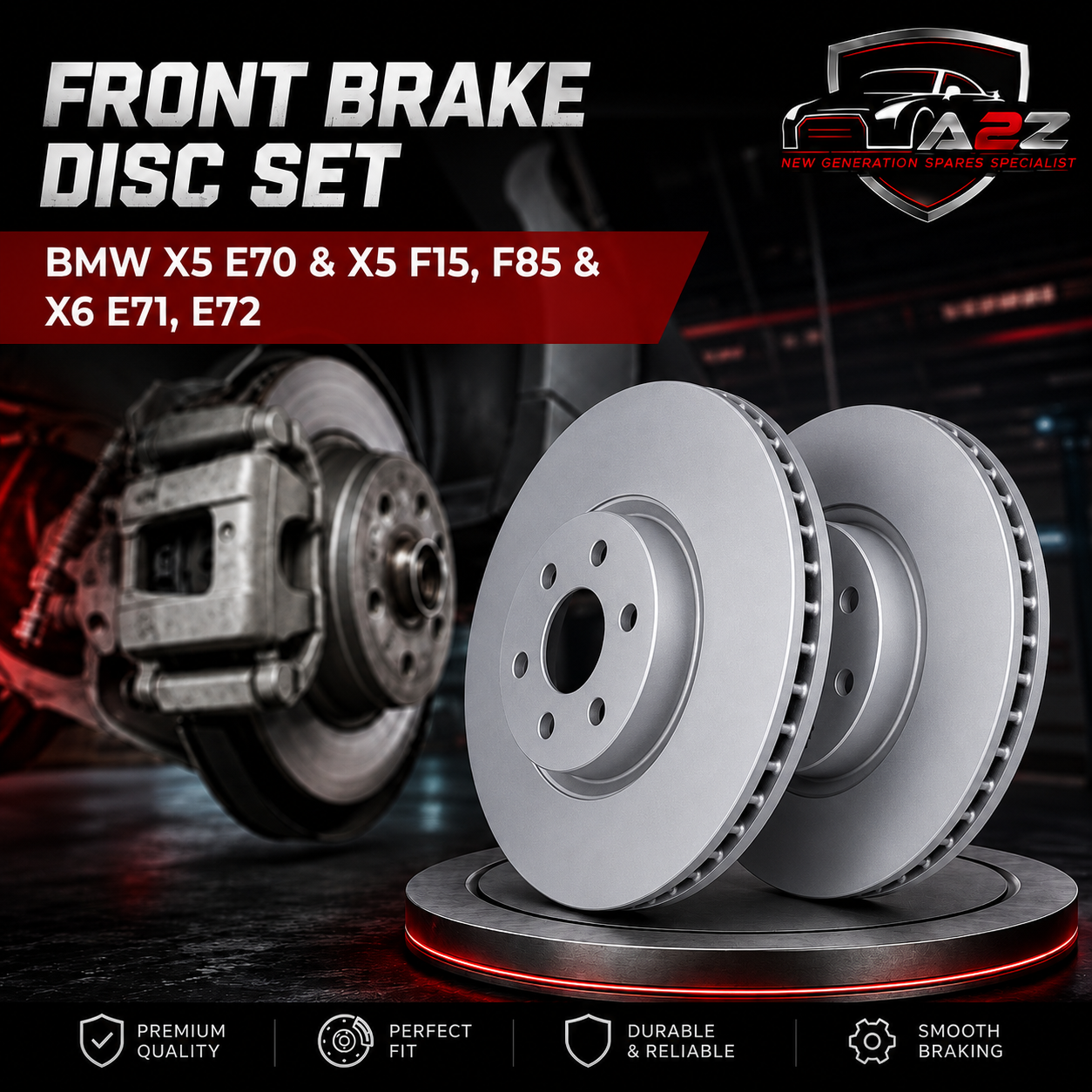 Front Brake Disc Set 34116793245 34116868939 Compatible With BMW X5 E70 & X5 F15, F85 & X6 E71, E72