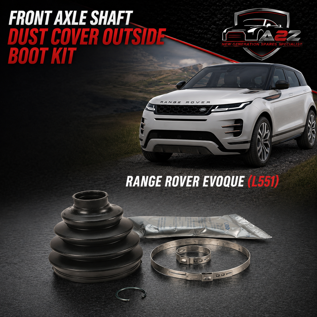 Front Axle Shaft Dust Cover Outside Boot Kit LR025065 Compatible With DISCOVERY SPORT (L550) RANGE ROVER EVOQUE (L538) RANGE ROVER EVOQUE (L551) RANGE ROVER EVOQUE Convertible (L538) RANGE ROVER EVOQUE VAN (L538)