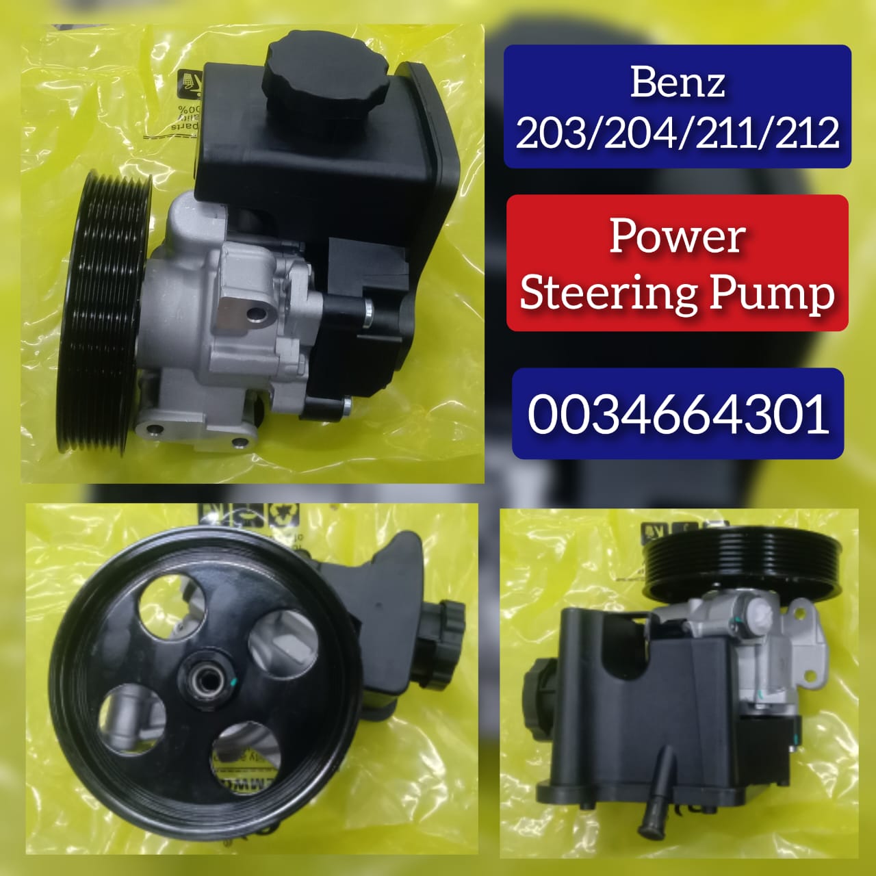 Power Steering Pump 0034664301 0034664201 A0034664201 A0034664301  Compatible With Mercedes Benz C-Class (W203,W204), E-Class (W211,W212)