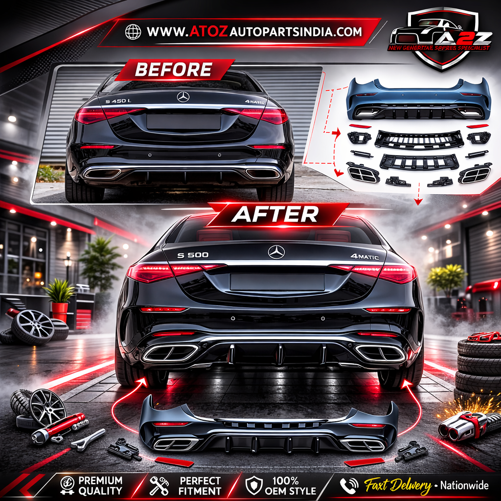 A To Z Compatible With Mercedes Benz S Class W223 (2021-2025) Rear Bumper Upgrade Convert To S450 Amg Bumper Body Kit Gc W223-008 CC-9718 (Shipping Cost Not Included In Price)