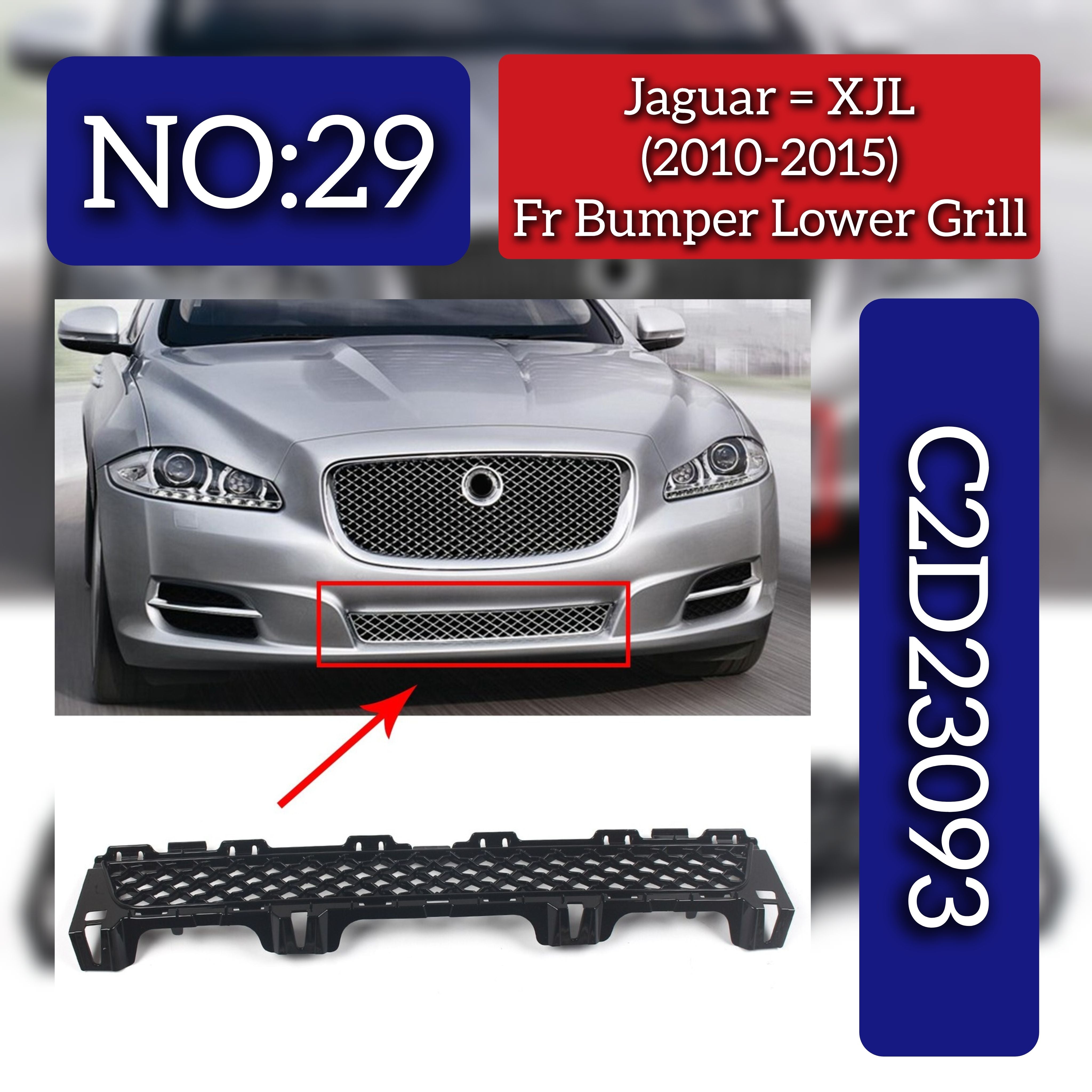 Front Bumper Lower Grill C2D23093 Compatible With Jaguar XJL (2010-2015) Tag No.29