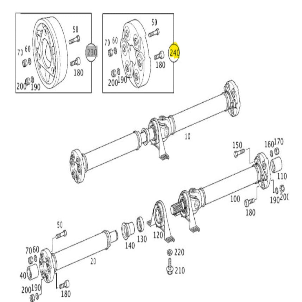Prop Shaft Mount 1704100115 & 2024101815 & 2104101215 Compatible With MERCEDES-BENZ C-CLASS (W203) E-CLASS (W210) GLE (W166)