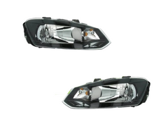 Head Light Set Left 6R2941015 Right 6R2941016 Compatible With Volkswagen Polo (2009)