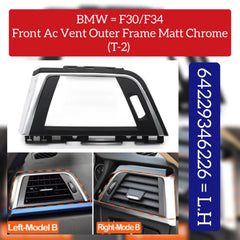 Front Ac Vent Outer Frame Matt Chrome 64229346226 Compatible With BMW 3-Series F30 & F34 GT