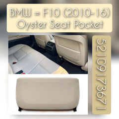 Oyster Seat Storage Pocket Cover 52109173671 Compatible With BMW 5 Series F10  T-1 (Llastic Fitting)