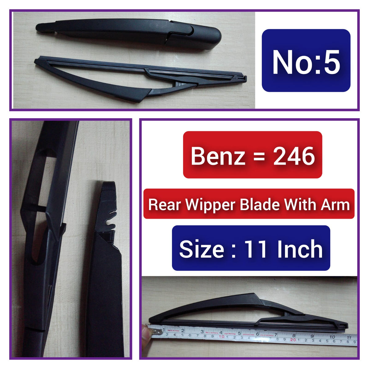 Rear Wiper Blade (11 Inch) With Arm Compatible with MERCEDES BENZ B-CLASS W246 Tag-WBR-05