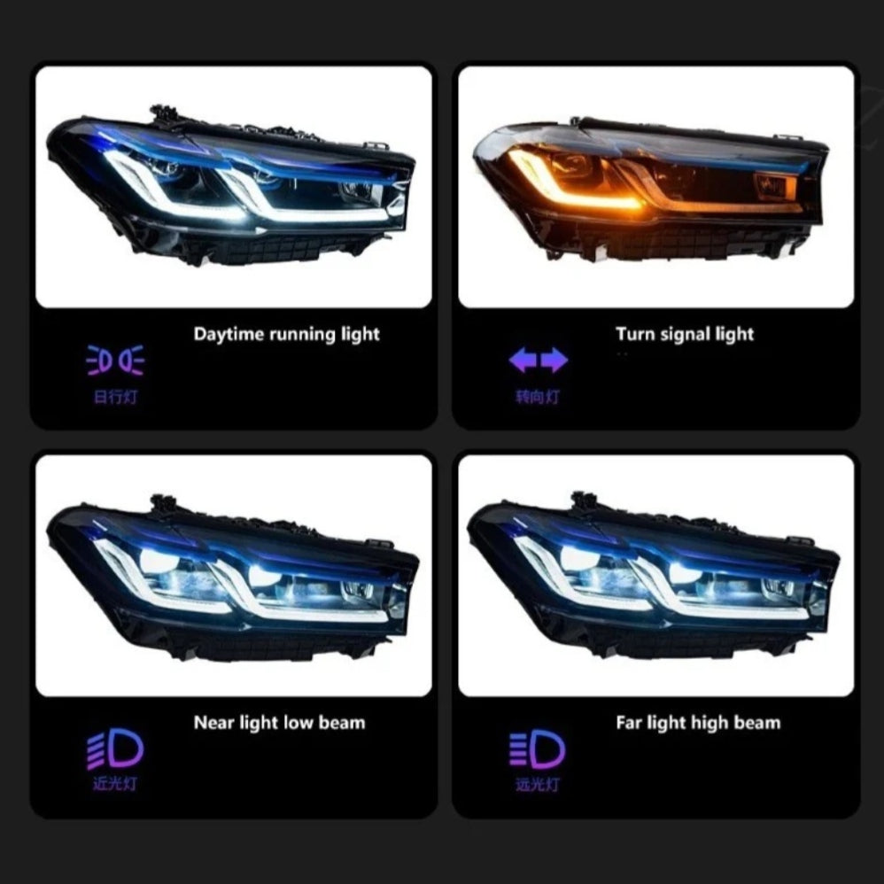 Complete Headlight Assy Set (Upgrade To F10 To G30) Have To Convert From F10 To G30 Compatible With BMW F10 (2011-17) Tag No.6