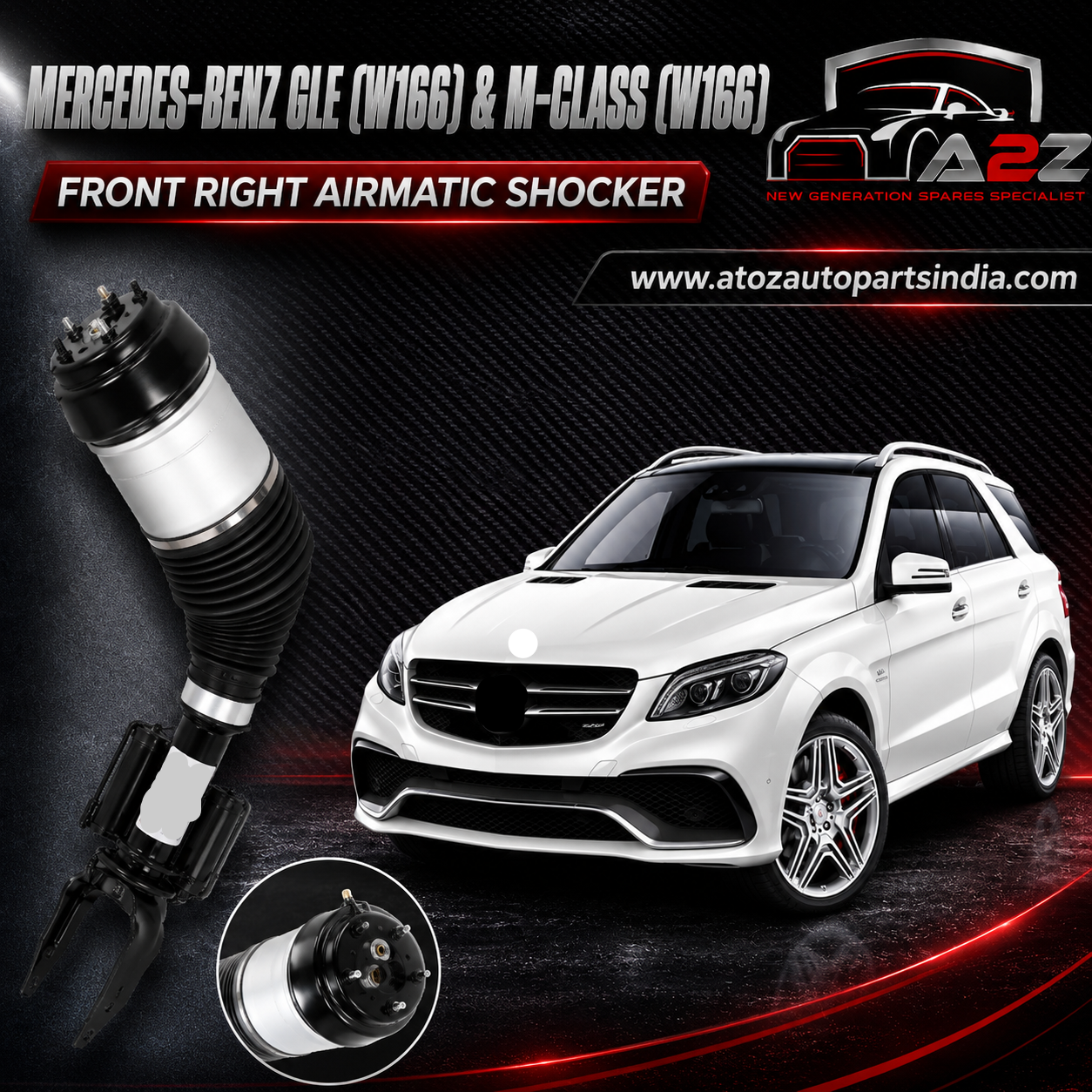 Front Right Air Suspension  Shock Absorber Strut 1663201413 1663205266 1663205666 Compatible With MERCEDES-BENZ GLE (W166) & M-CLASS (W166)