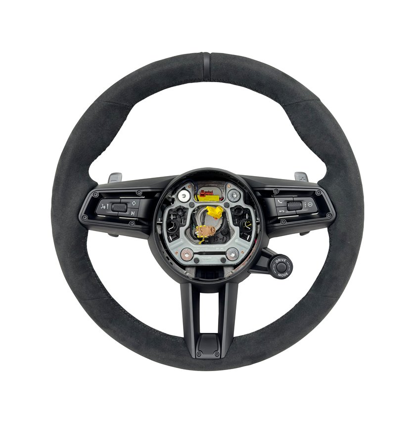 Alcantara Steering Wheel (Black Center Marker) Compatible With Porsche All Models
