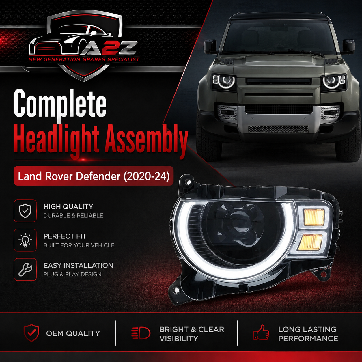 Complete HeadLight Assy Compatible With Land Rover Defender (2020-24)