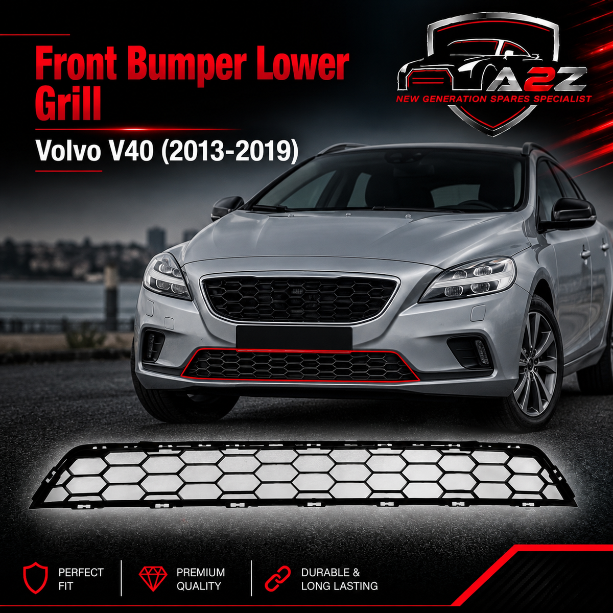 Front Bumper Lower Grill 31290945 Compatible With Volvo V40 (2013-19)