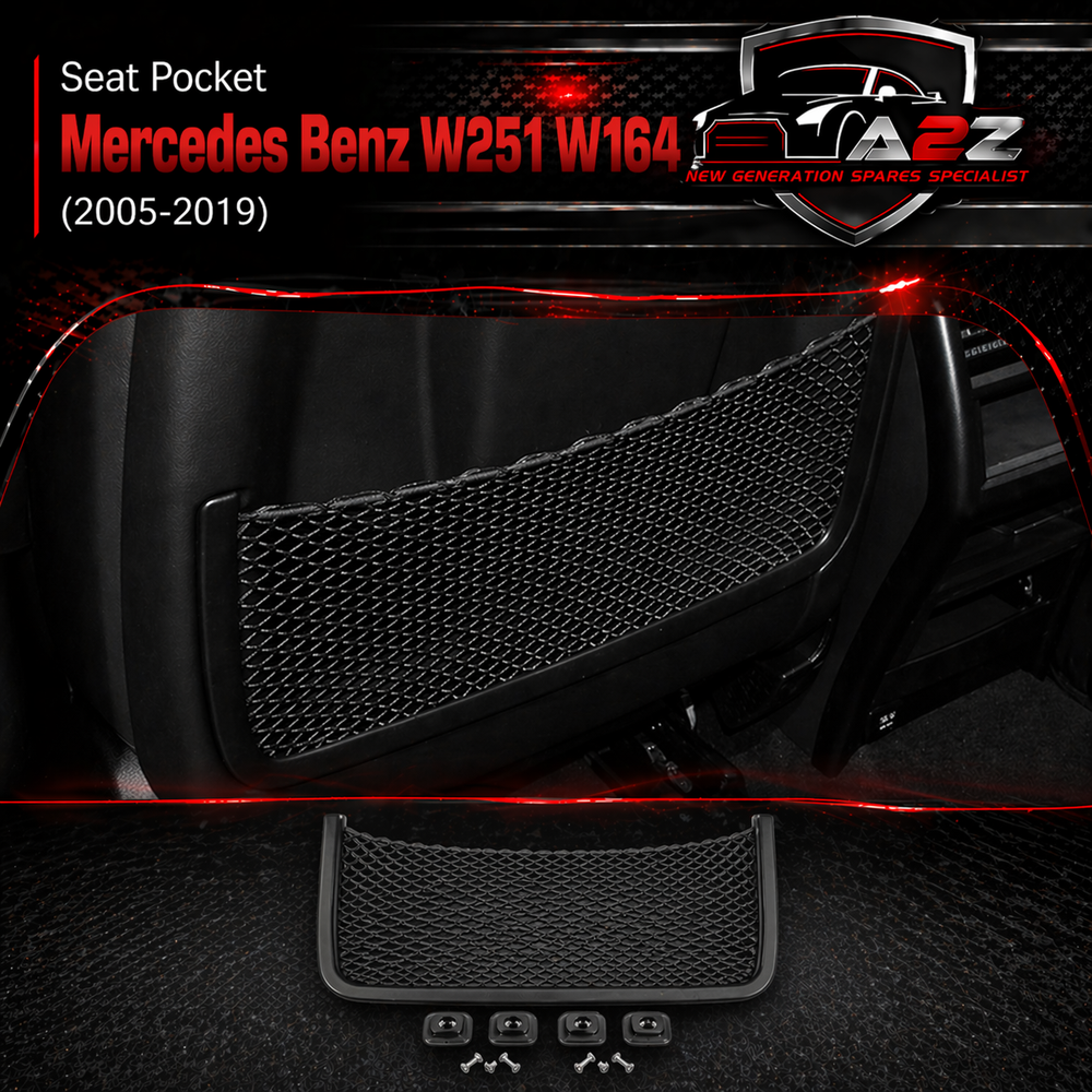 Black Seat Storage Pocket Cover 1669100003-9H23 Compatible With Mercedes Benz R-Class W251 & GL-Class W164 & GLE