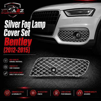 Silver Fog Lamp Cover Set Left 3W3807647C & Right 3W3807648C Compatible With Bentley GT (2012-2015) Tag No.1021