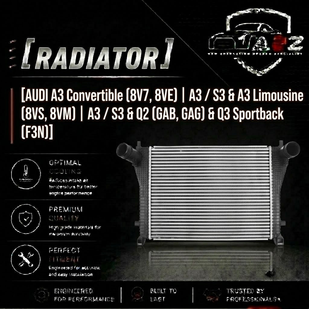 Radiator 5Q0145803N Compatible With AUDI A3 Convertible (8V7, 8VE) | A3 / S3 &  A3 Limousine (8VS, 8VM) | A3 /S3 &  Q2 (GAB, GAG) &  Q3 Sportback (F3N)